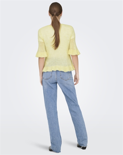 Only - ONLElla Frill O-Neck Strik - Sunlight/Melange